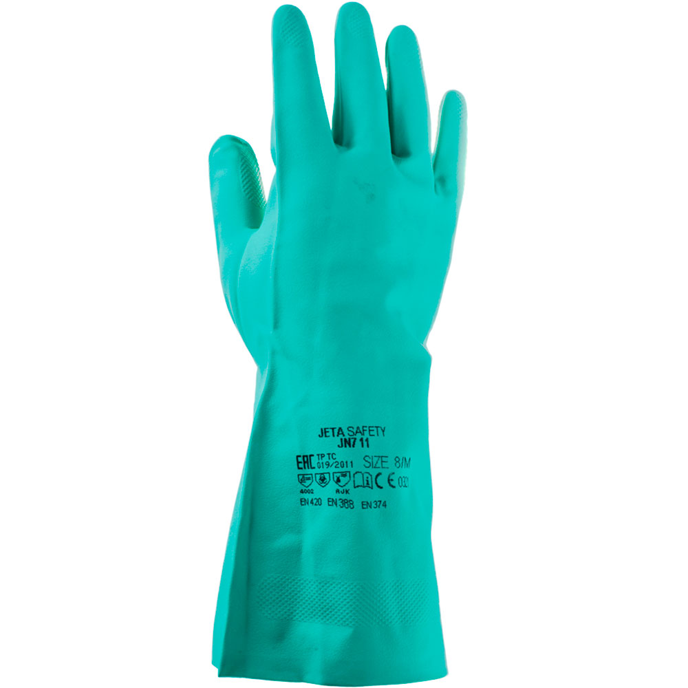 Перчатки защитные из нитрила,зеленые XXL JN711 JETAPRO