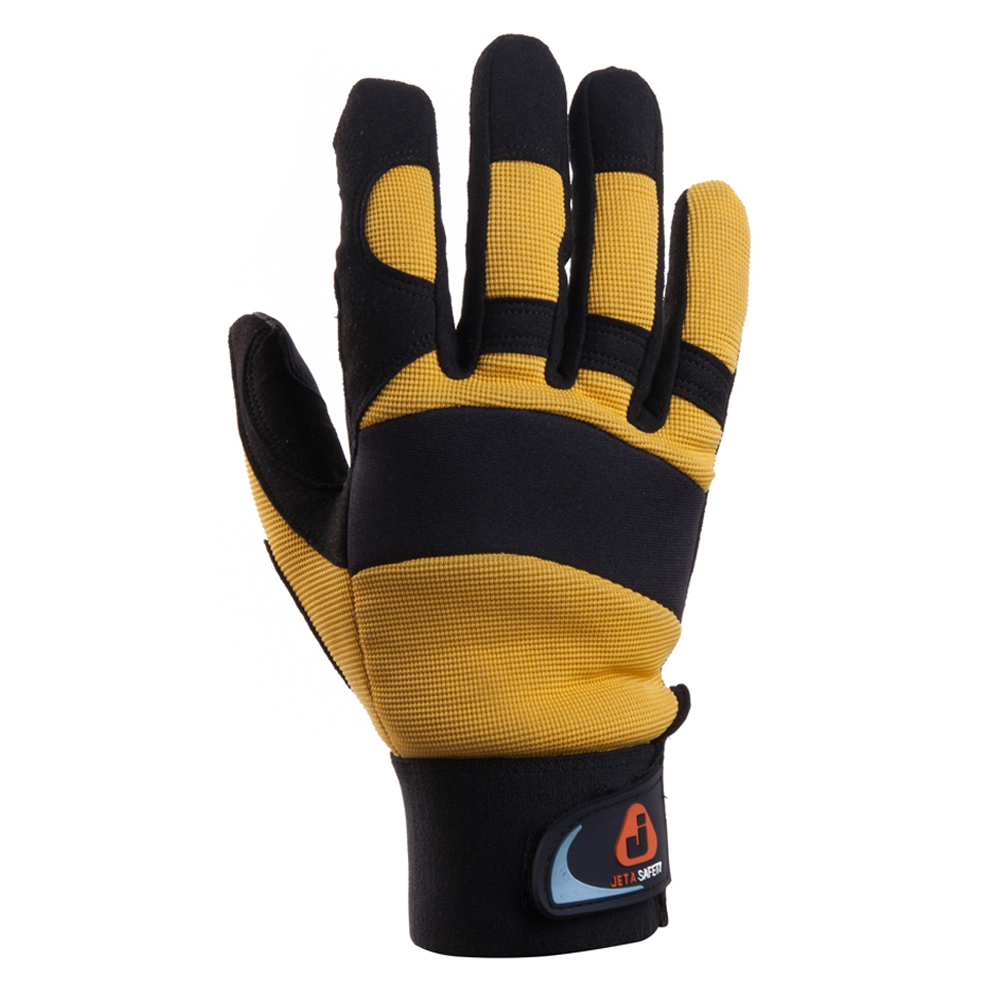 Перчатки антивибрационные износостойкие (чёрно-жёлтые) JAV01 Vibro Pro XL JETAPRO