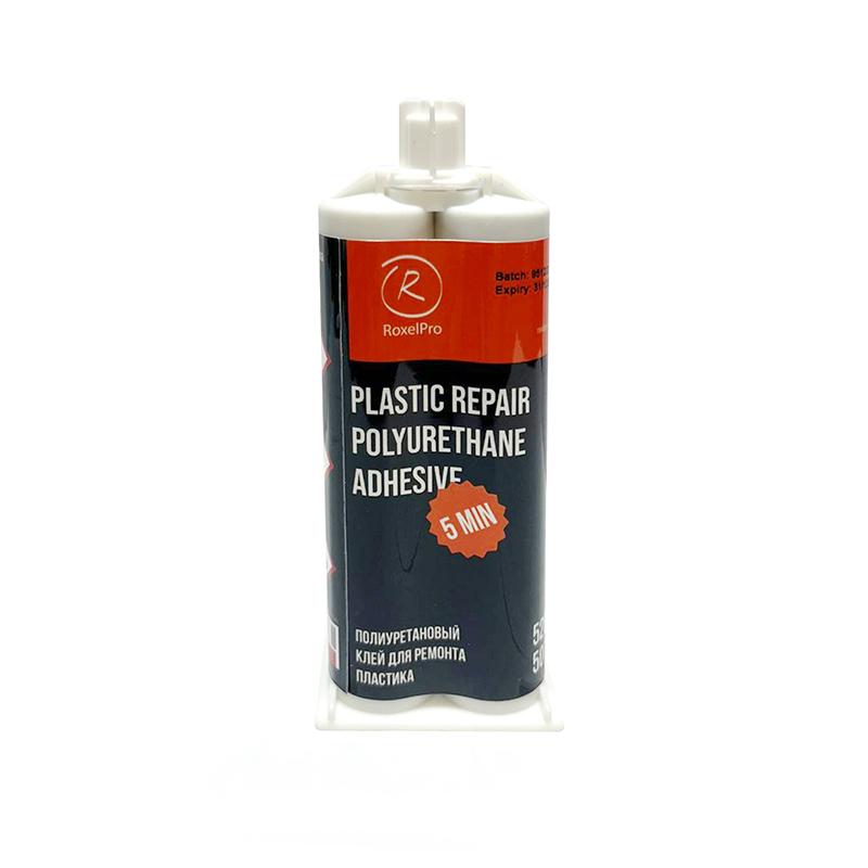 Полиуретановый клей для ремонта пластика 5 минутный, чёрный, картридж 50 мл / RoxelPro