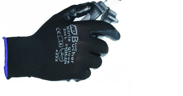 Перчатки для механических работ с нитриловым покрытием, черные XL ADOLF BUCHER